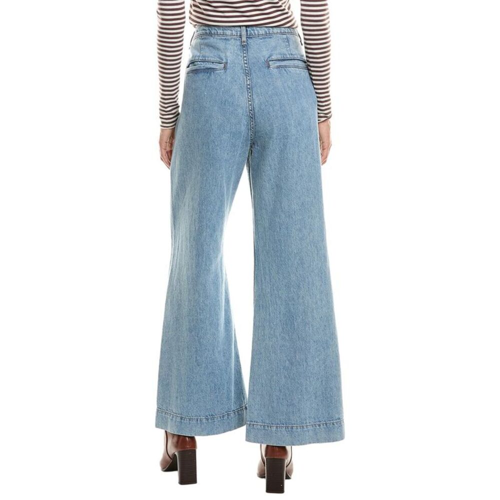 Askk Ny Womens Pintuck Linen-Blend Loma Wide Leg Jean, Blue - Picture 2 of 3